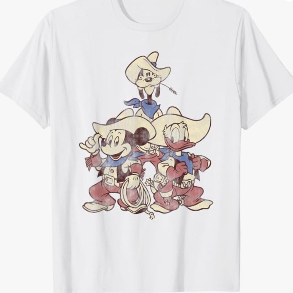 Disney Mickey And Friends Vintage Cowboy Western Group T-Shirt